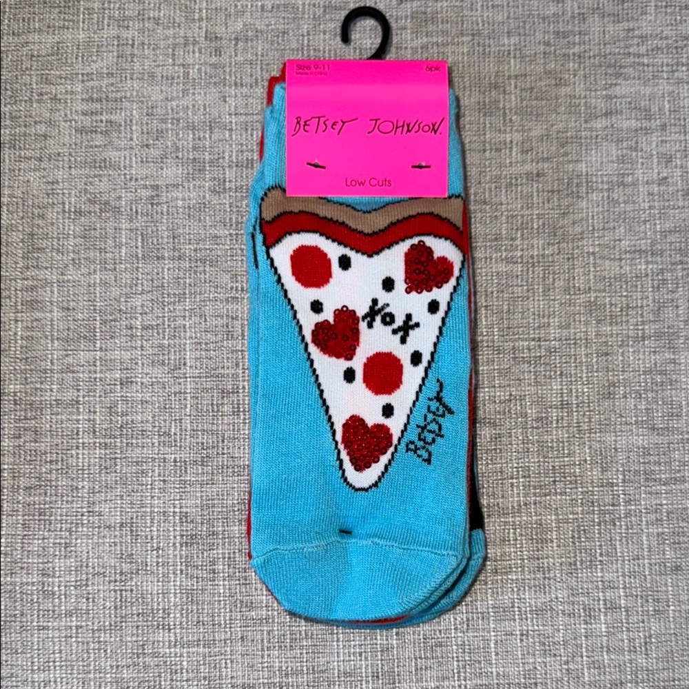 Betsey Johnson Blue Pizza Socks